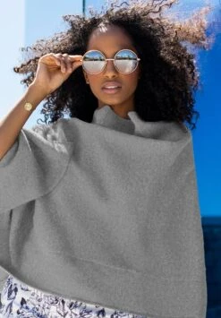 Alternative view of Giesswein Merino Lambswool Poncho - Poncho - Schiefer